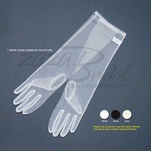 15.5″ Long Gorgeous Sheer Gloves Slip-on Below-the-Elbow Length 8BL
